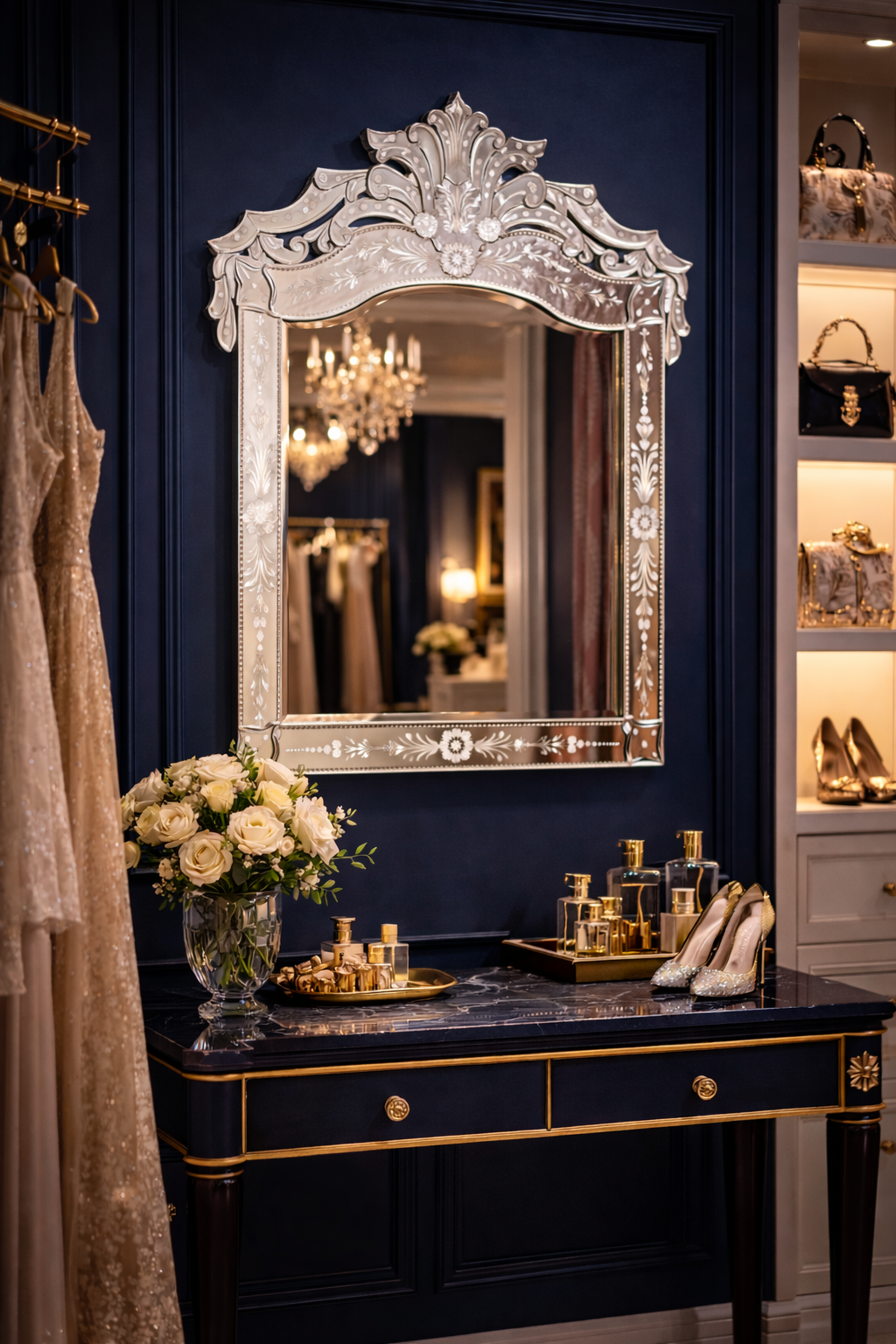 Etched Scroll Rectangular Mirror thumbnail